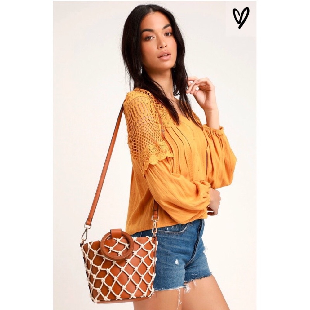 Lulus Mellow Mood Brown Net Bucket Bag